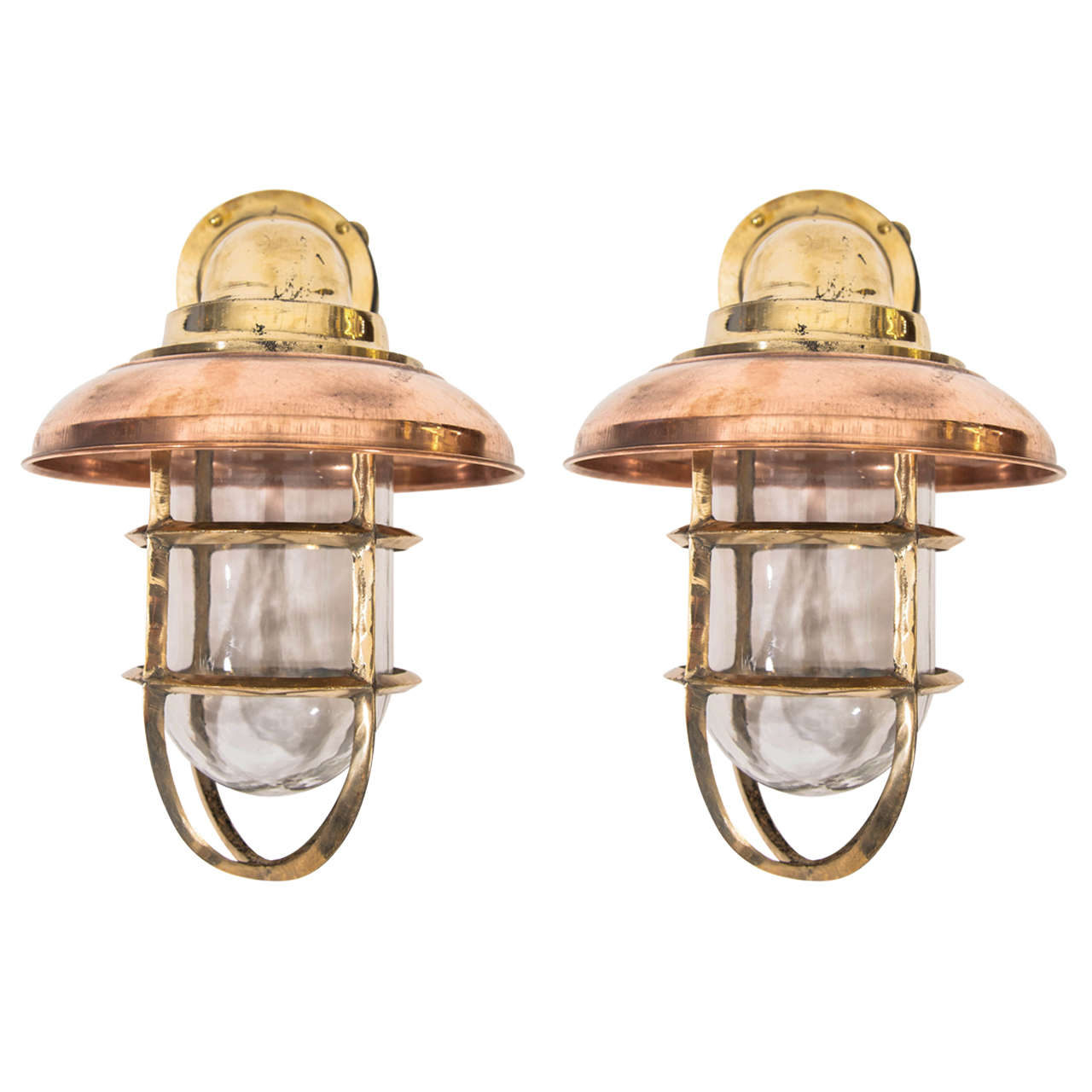Dutch Copper and Brass Nautical Sconces For Sale